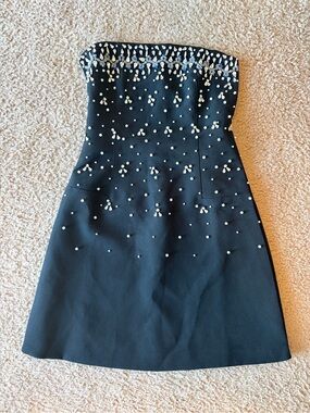 Bejeweled Little Black Backless Dress